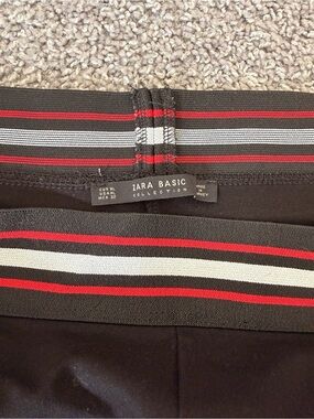 Zara Basic Black Skirt with Red and Gray Stripe Waistband Women’s XL